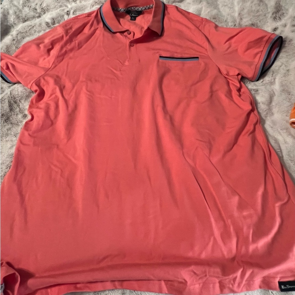 Coral Polo Shirt with Black Trim